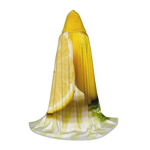 BJNGHKLN Halloween Bodenlanger Kapuzenumhang mit gelbem Zitronendruck, langer Kapuzenumhang für Teenager BJNGHKLN Halloween Bodenlanger Kapuzenumhang mit gelbem Zitronendruck, langer Kapuzenumhang für Teenager von BJNGHKLN