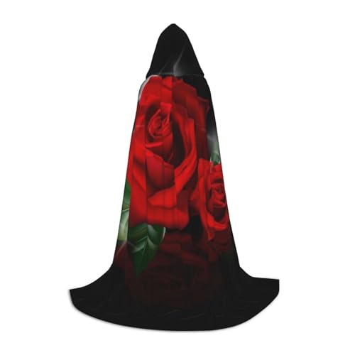BJNGHKLN Halloween Bodenlanger Kapuzenumhang mit roten Rosen, langer Kapuzenumhang für Teenager BJNGHKLN Halloween Bodenlanger Kapuzenumhang mit roten Rosen, langer Kapuzenumhang für Teenager von BJNGHKLN