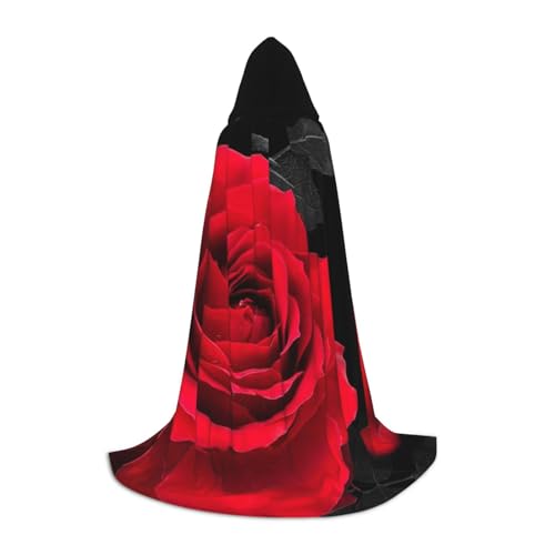 BJNGHKLN Halloween Bodenlanger Kapuzenumhang mit roter Rose und Blumendruck, langer Kapuzenumhang für Teenager BJNGHKLN Halloween Bodenlanger Kapuzenumhang mit roter Rose und Blumendruck, langer Kapuzenumhang für Teenager von BJNGHKLN