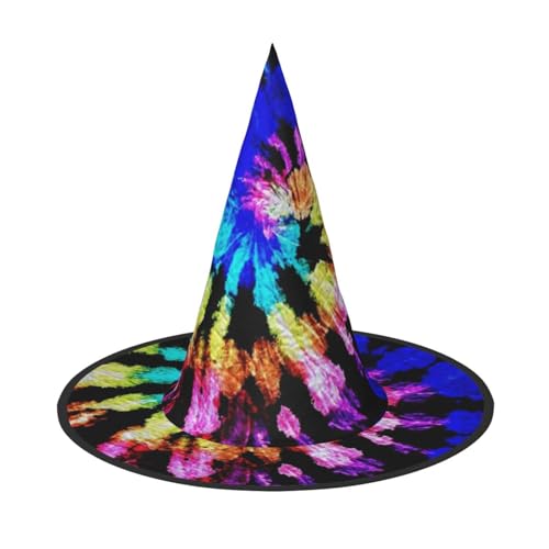 BJNGHKLN Halloween-Hexenhut für Damen, Batikdruck, Partyhut für Halloween, Feste, Cosplay, Kostüm, Ensemble BJNGHKLN Halloween-Hexenhut für Damen, Batikdruck, Partyhut für Halloween, Feste, Cosplay, Kostüm, Ensemble von BJNGHKLN