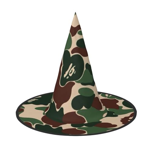 BJNGHKLN Halloween-Hexenhut für Damen, Camouflage, grüner Druck, Partyhut für Halloween, Feste, Cosplay, Kostüm-Ensemble BJNGHKLN Halloween-Hexenhut für Damen, Camouflage, grüner Druck, Partyhut für Halloween, Feste, Cosplay, Kostüm-Ensemble von BJNGHKLN