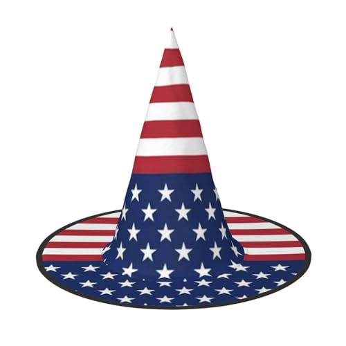 BJNGHKLN Halloween-Hexenhut für Damen, Motiv: amerikanische Flagge, Sterne, Streifen, Partyhut für Halloween, Feste, Cosplay, Kostüm-Ensemble BJNGHKLN Halloween-Hexenhut für Damen, Motiv: amerikanische Flagge, Sterne, Streifen, Partyhut für Halloween, Feste, Cosplay, Kostüm-Ensemble von BJNGHKLN