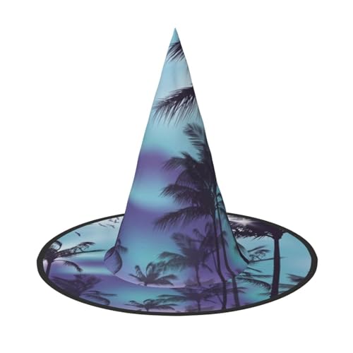 BJNGHKLN Halloween-Hexenhut für Damen, Palmenaufdruck, Partyhut für Halloween, Feste, Cosplay, Kostüm-Ensemble BJNGHKLN Halloween-Hexenhut für Damen, Palmenaufdruck, Partyhut für Halloween, Feste, Cosplay, Kostüm-Ensemble von BJNGHKLN
