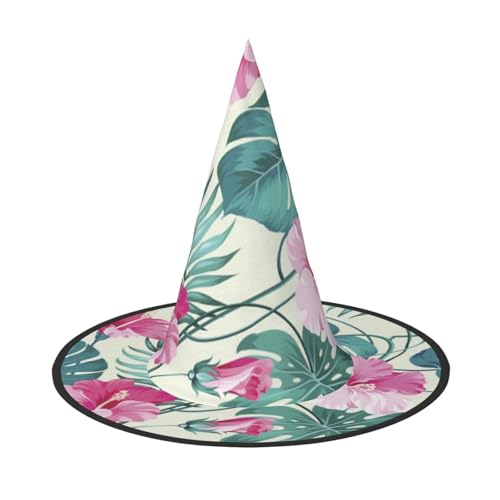BJNGHKLN Halloween-Hexenhut für Damen, Palmenblatt-Druck, Partyhut für Halloween, Feste, Cosplay, Kostüm-Ensemble BJNGHKLN Halloween-Hexenhut für Damen, Palmenblatt-Druck, Partyhut für Halloween, Feste, Cosplay, Kostüm-Ensemble von BJNGHKLN
