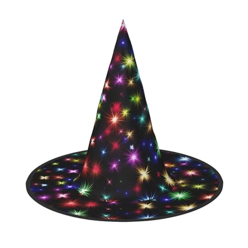 BJNGHKLN Halloween-Hexenhut für Damen, Partyhut für Halloween, Feste, Cosplay, Kostüm, Ensemble mit farbigen Sternen BJNGHKLN Halloween-Hexenhut für Damen, Partyhut für Halloween, Feste, Cosplay, Kostüm, Ensemble mit farbigen Sternen von BJNGHKLN