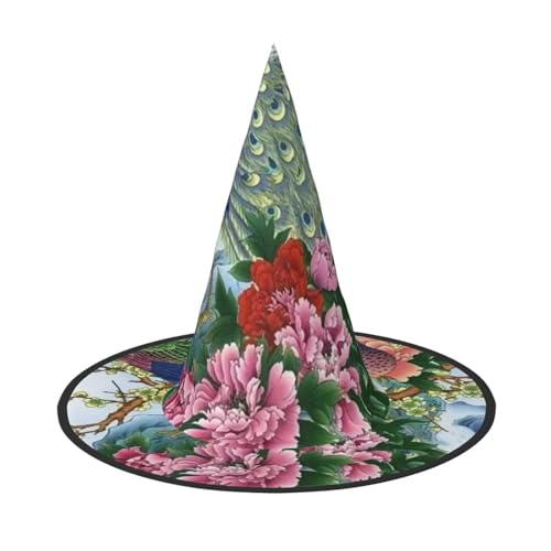BJNGHKLN Halloween-Hexenhut für Damen, Pfauen-Druck, Partyhut für Halloween, Feste, Cosplay, Kostüm, Ensemble BJNGHKLN Halloween-Hexenhut für Damen, Pfauen-Druck, Partyhut für Halloween, Feste, Cosplay, Kostüm, Ensemble von BJNGHKLN