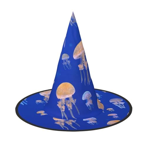 BJNGHKLN Halloween-Hexenhut für Damen, Quallen-Druck, Partyhut für Halloween, Feste, Cosplay, Kostüm, Ensemble BJNGHKLN Halloween-Hexenhut für Damen, Quallen-Druck, Partyhut für Halloween, Feste, Cosplay, Kostüm, Ensemble von BJNGHKLN