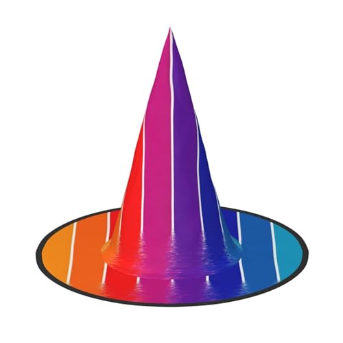 BJNGHKLN Halloween-Hexenhut für Damen, Regenbogen-gestreifter Druck, Partyhut für Halloween, Feste, Cosplay, Kostüm, Ensemble BJNGHKLN Halloween-Hexenhut für Damen, Regenbogen-gestreifter Druck, Partyhut für Halloween, Feste, Cosplay, Kostüm, Ensemble von BJNGHKLN