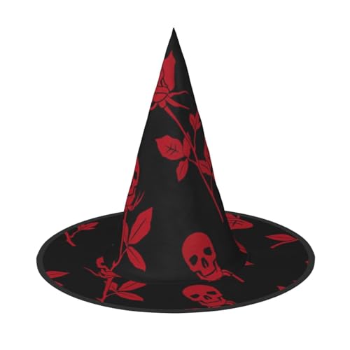 BJNGHKLN Halloween-Hexenhut für Damen, Totenkopf-Rosen-Druck, Partyhut für Halloween, Feste, Cosplay, Kostüm-Ensemble BJNGHKLN Halloween-Hexenhut für Damen, Totenkopf-Rosen-Druck, Partyhut für Halloween, Feste, Cosplay, Kostüm-Ensemble von BJNGHKLN