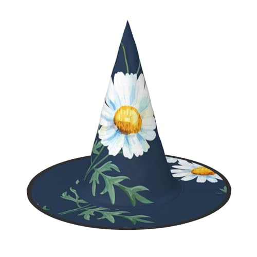BJNGHKLN Halloween-Hexenhut für Damen, mit Gänseblümchen-Druck, Partyhut für Halloween, Feste, Cosplay, Kostüm-Ensemble BJNGHKLN Halloween-Hexenhut für Damen, mit Gänseblümchen-Druck, Partyhut für Halloween, Feste, Cosplay, Kostüm-Ensemble von BJNGHKLN