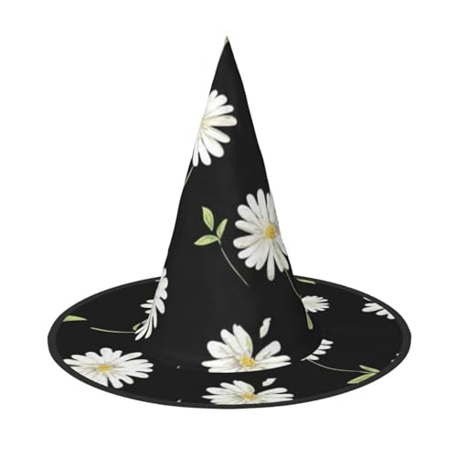 BJNGHKLN Halloween-Hexenhut für Damen, mit Gänseblümchen-Druck, Partyhut für Halloween, Feste, Cosplay, Kostüm-Ensemble BJNGHKLN Halloween-Hexenhut für Damen, mit Gänseblümchen-Druck, Partyhut für Halloween, Feste, Cosplay, Kostüm-Ensemble von BJNGHKLN