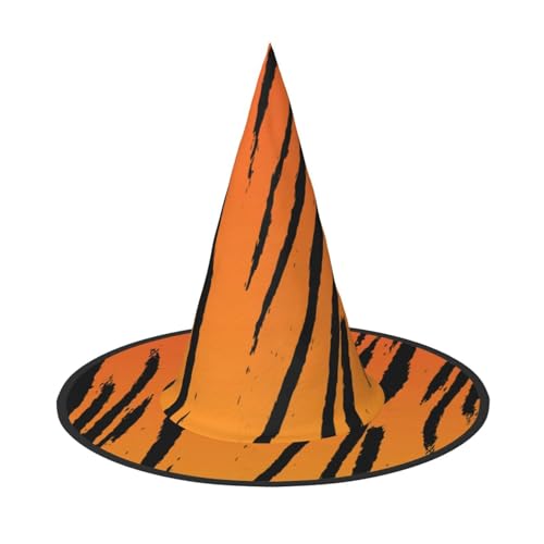 BJNGHKLN Halloween-Hexenhut für Damen, mit Tigerstreifen, Partyhut für Halloween, Feste, Cosplay, Kostüm-Ensemble von BJNGHKLN