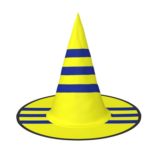 BJNGHKLN Halloween-Hexenhut für Frauen, Partyhut für Halloween, Feste, Cosplay, Kostüm, Ensemble mit gelben und blauen Streifen BJNGHKLN Halloween-Hexenhut für Frauen, Partyhut für Halloween, Feste, Cosplay, Kostüm, Ensemble mit gelben und blauen Streifen von BJNGHKLN