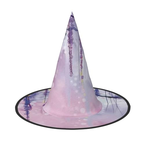 BJNGHKLN Halloween-Hexenhut mit Blumendruck, für Damen, Partyhut für Halloween, Feste, Cosplay, Kostüm-Ensemble von BJNGHKLN