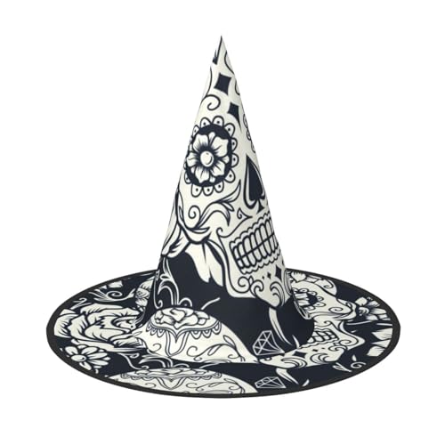 BJNGHKLN Halloween-Hexenhut mit Blumenmotiv für Damen, Partyhut für Halloween, Feste, Cosplay, Kostüm-Ensemble von BJNGHKLN