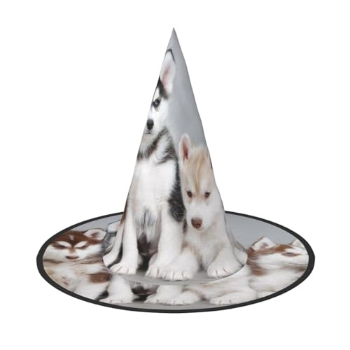 BJNGHKLN Halloween-Hexenhut mit Hunde-Aufdruck für Damen, Partyhut für Halloween, Feste, Cosplay, Kostüm-Ensemble von BJNGHKLN