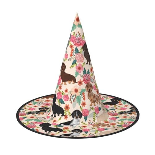 BJNGHKLN Halloween-Hexenhut mit Hunde-Blumendruck, für Damen, Partyhut für Halloween, Feste, Cosplay, Kostüm, Ensemble BJNGHKLN Halloween-Hexenhut mit Hunde-Blumendruck, für Damen, Partyhut für Halloween, Feste, Cosplay, Kostüm, Ensemble von BJNGHKLN