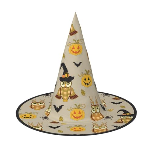 BJNGHKLN Halloween-Hexenhut mit Kürbis und Eulen-Druck, Halloween-Hexenhut für Damen, Partyhut für Halloween, Feste, Cosplay, Kostüm-Ensemble BJNGHKLN Halloween-Hexenhut mit Kürbis und Eulen-Druck, Halloween-Hexenhut für Damen, Partyhut für Halloween, Feste, Cosplay, Kostüm-Ensemble von BJNGHKLN