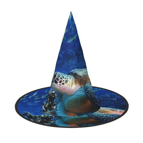 BJNGHKLN Halloween-Hexenhut mit Meeresschildkröte mit Fischen, für Damen, Partyhut für Halloween, Feste, Cosplay, Kostüm, Ensemble BJNGHKLN Halloween-Hexenhut mit Meeresschildkröte mit Fischen, für Damen, Partyhut für Halloween, Feste, Cosplay, Kostüm, Ensemble von BJNGHKLN
