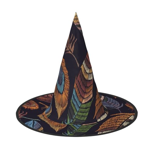 BJNGHKLN Halloween-Hexenhut mit Pfauenfeder-Druck, für Damen, Partyhut für Halloween, Feste, Cosplay, Kostüm-Ensemble BJNGHKLN Halloween-Hexenhut mit Pfauenfeder-Druck, für Damen, Partyhut für Halloween, Feste, Cosplay, Kostüm-Ensemble von BJNGHKLN