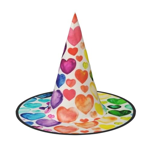 BJNGHKLN Halloween-Hexenhut mit Regenbogen-Herzen, für Damen, Partyhut für Halloween, Feste, Cosplay, Kostüm-Ensemble BJNGHKLN Halloween-Hexenhut mit Regenbogen-Herzen, für Damen, Partyhut für Halloween, Feste, Cosplay, Kostüm-Ensemble von BJNGHKLN