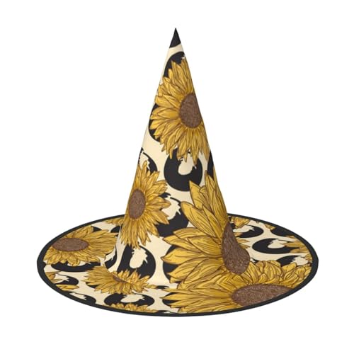 BJNGHKLN Halloween-Hexenhut mit Sonnenblumen-Druck, für Damen, Partyhut für Halloween, Feste, Cosplay, Kostüm-Ensemble BJNGHKLN Halloween-Hexenhut mit Sonnenblumen-Druck, für Damen, Partyhut für Halloween, Feste, Cosplay, Kostüm-Ensemble von BJNGHKLN