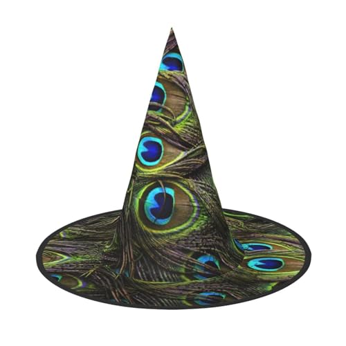 BJNGHKLN Halloween-Hexenhut mit frischem Pfauen-Druck, für Damen, Partyhut für Halloween, Feste, Cosplay, Kostüm-Ensemble BJNGHKLN Halloween-Hexenhut mit frischem Pfauen-Druck, für Damen, Partyhut für Halloween, Feste, Cosplay, Kostüm-Ensemble von BJNGHKLN