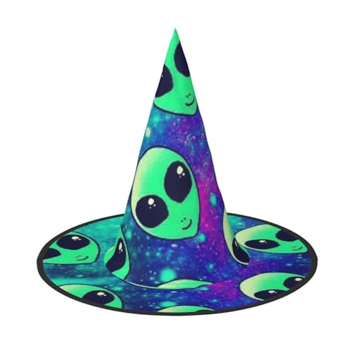BJNGHKLN Halloween-Hexenhut mit grünem Alien-Druck, für Damen, Partyhut für Halloween, Feste, Cosplay, Kostüm-Ensemble BJNGHKLN Halloween-Hexenhut mit grünem Alien-Druck, für Damen, Partyhut für Halloween, Feste, Cosplay, Kostüm-Ensemble von BJNGHKLN
