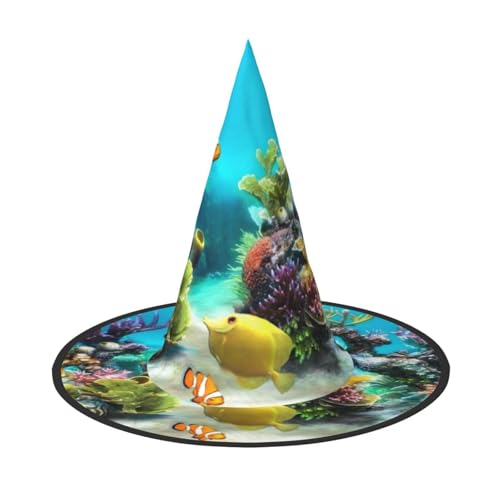 BJNGHKLN Halloween-Hexenhut mit tropischem Fischaufdruck, für Damen, Partyhut für Halloween, Feste, Cosplay, Kostüm-Ensemble BJNGHKLN Halloween-Hexenhut mit tropischem Fischaufdruck, für Damen, Partyhut für Halloween, Feste, Cosplay, Kostüm-Ensemble von BJNGHKLN