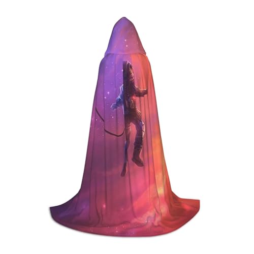 BJNGHKLN Halloween-Umhang mit Kapuze, bodenlang, Astronauten-Druck, langer Kapuzenumhang für Teenager von BJNGHKLN