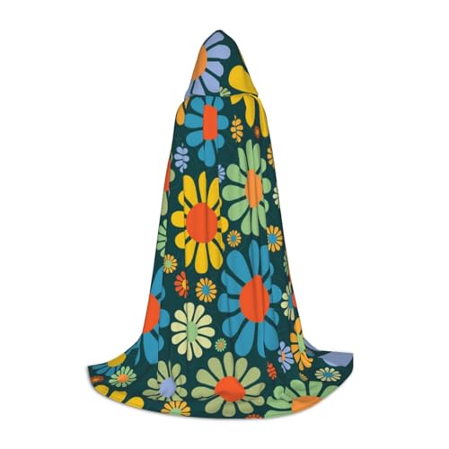 BJNGHKLN Halloween-Umhang mit Kapuze, bodenlang, Blumenmuster, langer Kapuzenumhang für Teenager von BJNGHKLN