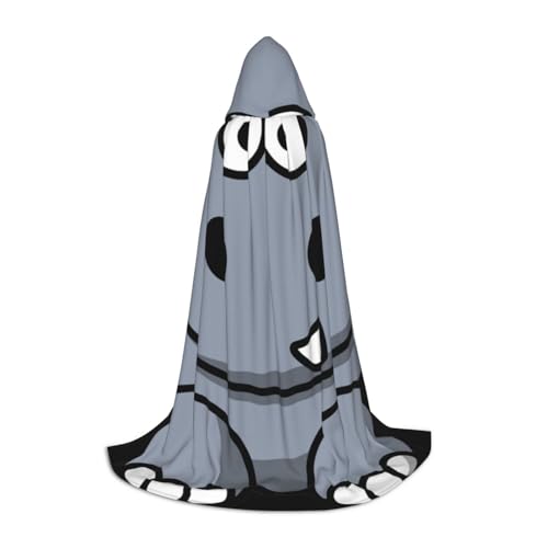 BJNGHKLN Halloween-Umhang mit Kapuze, bodenlang, Cartoon-Grau, Nilpferd-Druck, langer Kapuzenumhang für Teenager BJNGHKLN Halloween-Umhang mit Kapuze, bodenlang, Cartoon-Grau, Nilpferd-Druck, langer Kapuzenumhang für Teenager von BJNGHKLN