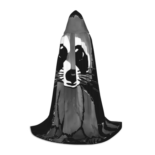 BJNGHKLN Halloween-Umhang mit Kapuze, bodenlang, Cartoon-Motiv, niedlicher Waschbär-Druck, langer Kapuzenumhang für Teenager BJNGHKLN Halloween-Umhang mit Kapuze, bodenlang, Cartoon-Motiv, niedlicher Waschbär-Druck, langer Kapuzenumhang für Teenager von BJNGHKLN