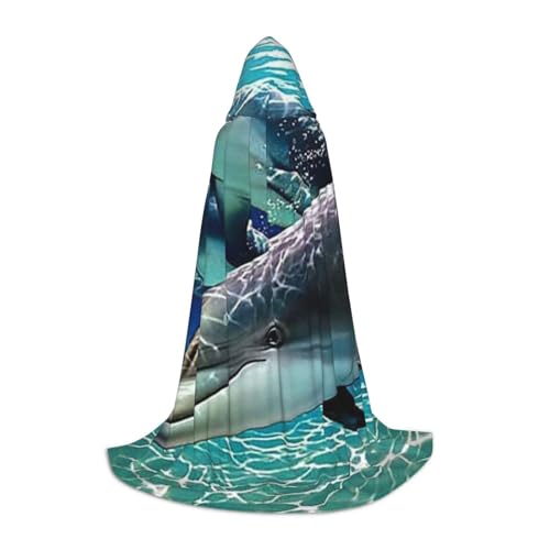 BJNGHKLN Halloween-Umhang mit Kapuze, bodenlang, Delfin-Druck, langer Kapuzenumhang für Teenager BJNGHKLN Halloween-Umhang mit Kapuze, bodenlang, Delfin-Druck, langer Kapuzenumhang für Teenager von BJNGHKLN