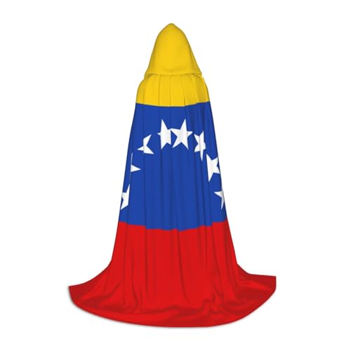 BJNGHKLN Halloween-Umhang mit Kapuze, bodenlang, Flagge von Venezuela, bedruckt, langer Kapuzenumhang für Teenager von BJNGHKLN