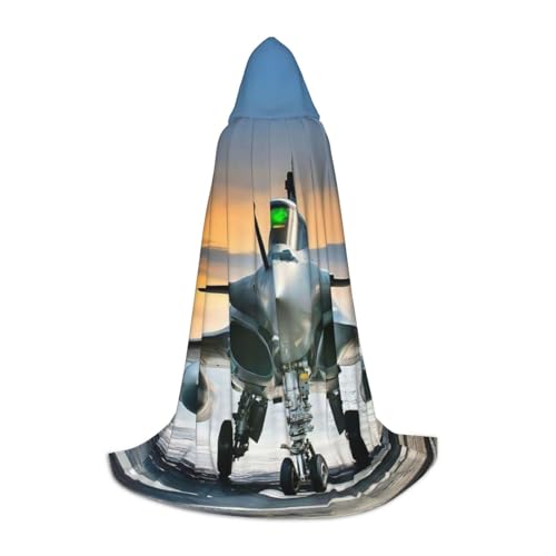 BJNGHKLN Halloween-Umhang mit Kapuze, bodenlang, Flugzeugdruck, langer Kapuzenumhang für Teenager von BJNGHKLN