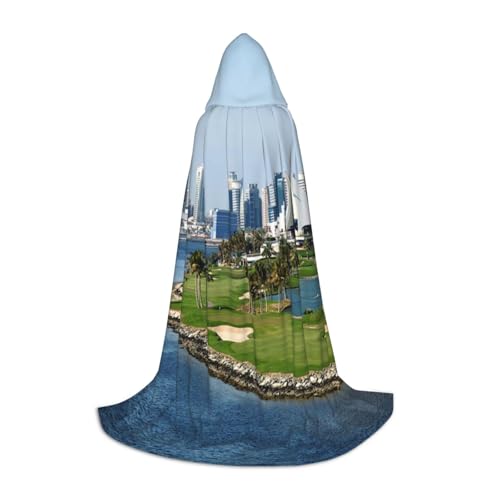 BJNGHKLN Halloween-Umhang mit Kapuze, bodenlang, Golf-Yacht-Club-Druck, langer Kapuzenumhang für Teenager von BJNGHKLN