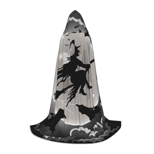 BJNGHKLN Halloween-Umhang mit Kapuze, bodenlang, Halloween-Hexen-Druck, langer Kapuzenumhang für Teenager BJNGHKLN Halloween-Umhang mit Kapuze, bodenlang, Halloween-Hexen-Druck, langer Kapuzenumhang für Teenager von BJNGHKLN