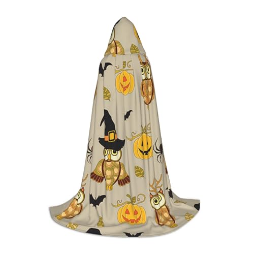 BJNGHKLN Halloween-Umhang mit Kapuze, bodenlang, Halloween-Kürbis- und Eulen-Druck, langer Kapuzenumhang für Teenager BJNGHKLN Halloween-Umhang mit Kapuze, bodenlang, Halloween-Kürbis- und Eulen-Druck, langer Kapuzenumhang für Teenager von BJNGHKLN