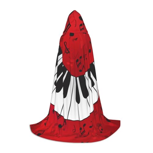 BJNGHKLN Halloween-Umhang mit Kapuze, bodenlang, Musiknote, Klavierdruck, langer Kapuzenumhang für Teenager von BJNGHKLN