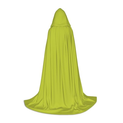 BJNGHKLN Halloween-Umhang mit Kapuze, bodenlang, Oliveganlan, gelb-grüner Druck, langer Kapuzenumhang für Teenager von BJNGHKLN
