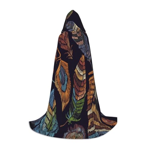 BJNGHKLN Halloween-Umhang mit Kapuze, bodenlang, Pfauenfeder-Druck, langer Kapuzenumhang für Teenager BJNGHKLN Halloween-Umhang mit Kapuze, bodenlang, Pfauenfeder-Druck, langer Kapuzenumhang für Teenager von BJNGHKLN