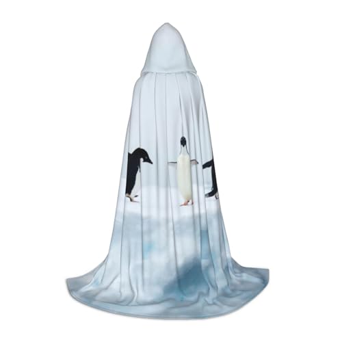 BJNGHKLN Halloween-Umhang mit Kapuze, bodenlang, Pinguin-Druck, langer Kapuzenumhang für Teenager von BJNGHKLN