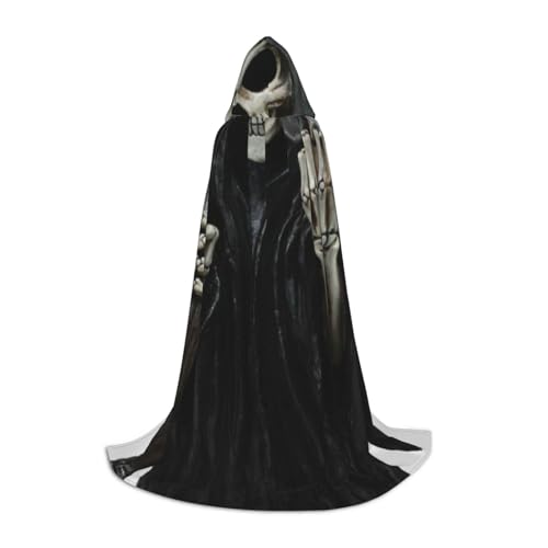 BJNGHKLN Halloween-Umhang mit Kapuze, bodenlang, Sensenmann-Druck, langer Kapuzenumhang für Teenager von BJNGHKLN