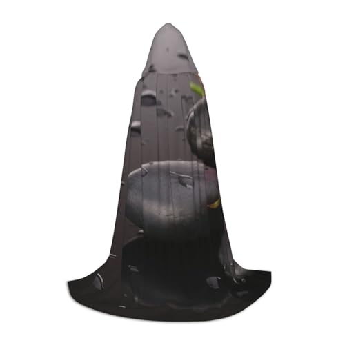 BJNGHKLN Halloween-Umhang mit Kapuze, bodenlang, Spa, Stein- und Rosenblumen-Druck, langer Kapuzenumhang für Teenager von BJNGHKLN