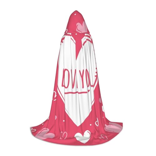 BJNGHKLN Halloween-Umhang mit Kapuze, bodenlang, Valentinstag, Herzdruck, langer Kapuzenumhang für Teenager BJNGHKLN Halloween-Umhang mit Kapuze, bodenlang, Valentinstag, Herzdruck, langer Kapuzenumhang für Teenager von BJNGHKLN