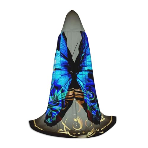 BJNGHKLN Halloween-Umhang mit Kapuze, bodenlang, blauer Schmetterlings-Druck, langer Kapuzenumhang für Teenager BJNGHKLN Halloween-Umhang mit Kapuze, bodenlang, blauer Schmetterlings-Druck, langer Kapuzenumhang für Teenager von BJNGHKLN