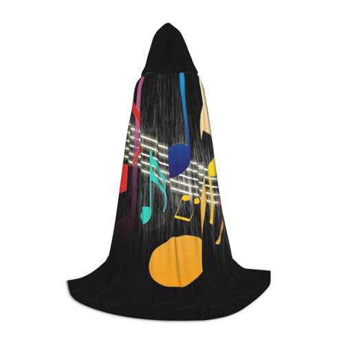 BJNGHKLN Halloween-Umhang mit Kapuze, bodenlang, bunt, Musiknoten-Druck, langer Kapuzenumhang für Teenager BJNGHKLN Halloween-Umhang mit Kapuze, bodenlang, bunt, Musiknoten-Druck, langer Kapuzenumhang für Teenager von BJNGHKLN