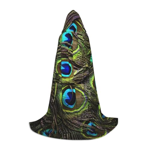 BJNGHKLN Halloween-Umhang mit Kapuze, bodenlang, frischer Pfauen-Druck, langer Kapuzenumhang für Teenager BJNGHKLN Halloween-Umhang mit Kapuze, bodenlang, frischer Pfauen-Druck, langer Kapuzenumhang für Teenager von BJNGHKLN