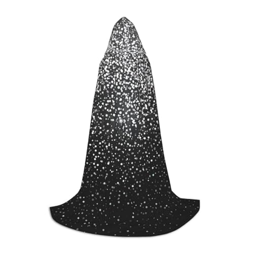 BJNGHKLN Halloween-Umhang mit Kapuze, bodenlang, glänzend, silberfarben, Glitzer-Druck, langer Kapuzenumhang für Teenager BJNGHKLN Halloween-Umhang mit Kapuze, bodenlang, glänzend, silberfarben, Glitzer-Druck, langer Kapuzenumhang für Teenager von BJNGHKLN